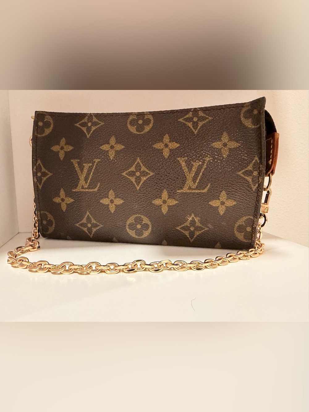 Louis Vuitton Vintage Monogram Bucket PM Pouch Crossbody Chain